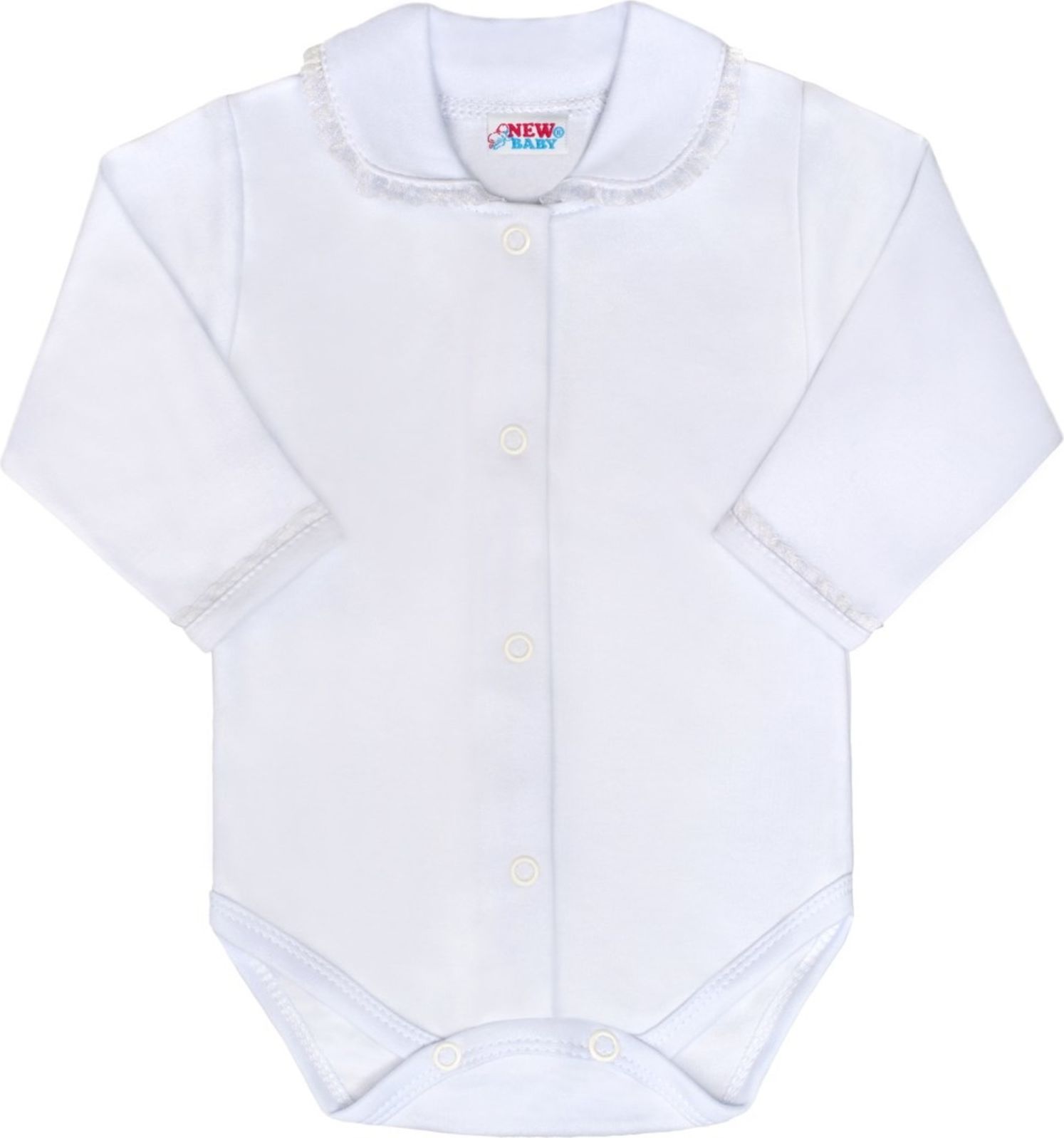 Luxusní bavlněné celorozepínací kojenecké body New Baby Princess bílé - 68 (4-6m) - obrázek 1