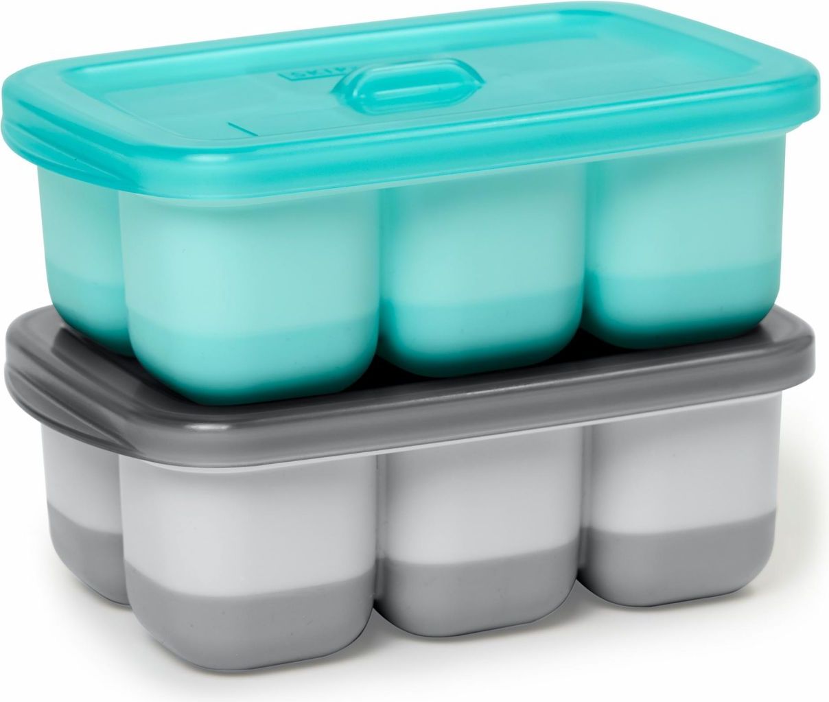 Skip Hop Nádobky na uskladnění jídla s flexibilním dnem Easy Fill Grey, Teal 12 porcí x 60ml - obrázek 1