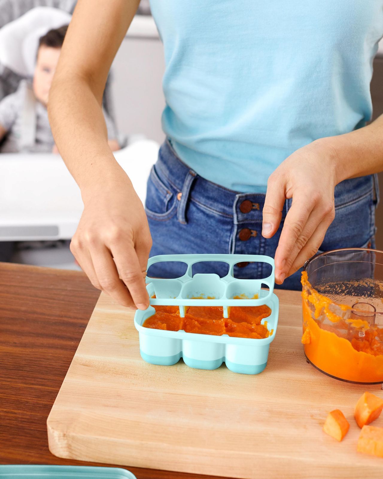 Skip Hop Nádobky na uskladnění jídla s flexibilním dnem Easy Fill Grey, Teal 12 porcí x 60ml - obrázek 7