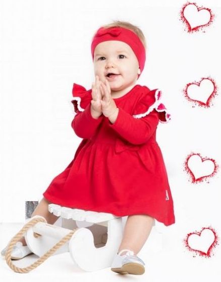 Nicol NICOL Sváteční Šatičko-body s čelenkou LOVE - červená - obrázek 2