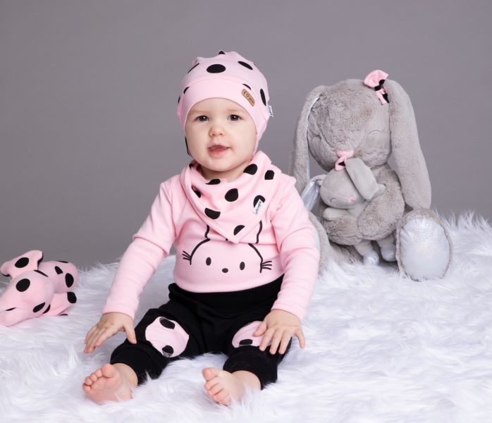 Nicol NICOL Bavlněný šátek na krk Bunny puntík - světle růžový - obrázek 2
