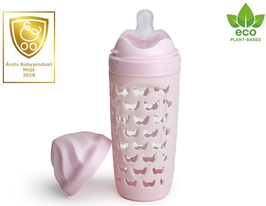 HeroEcoBottle skleněná kojenecká eko láhev 320 ml, růžová - obrázek 1