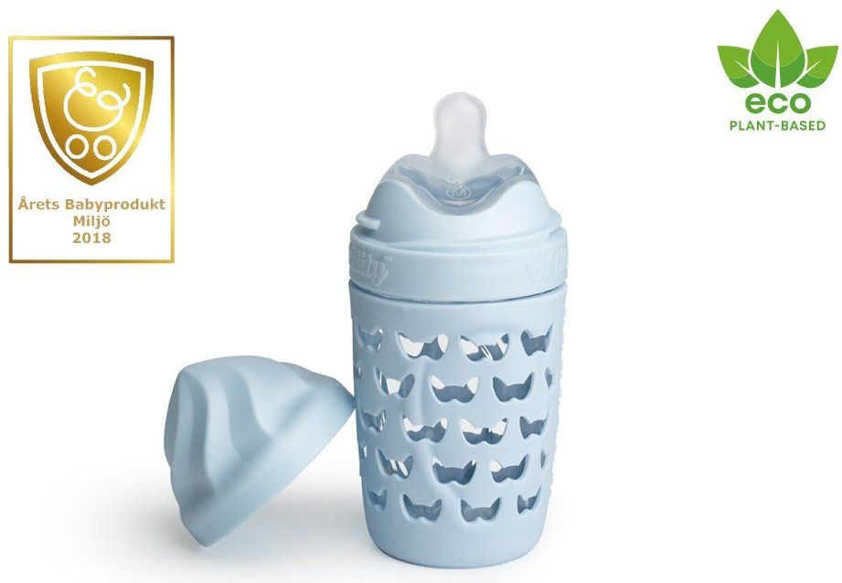HeroEcoBottle skleněná kojenecká eko láhev 220 ml, šedá - obrázek 1