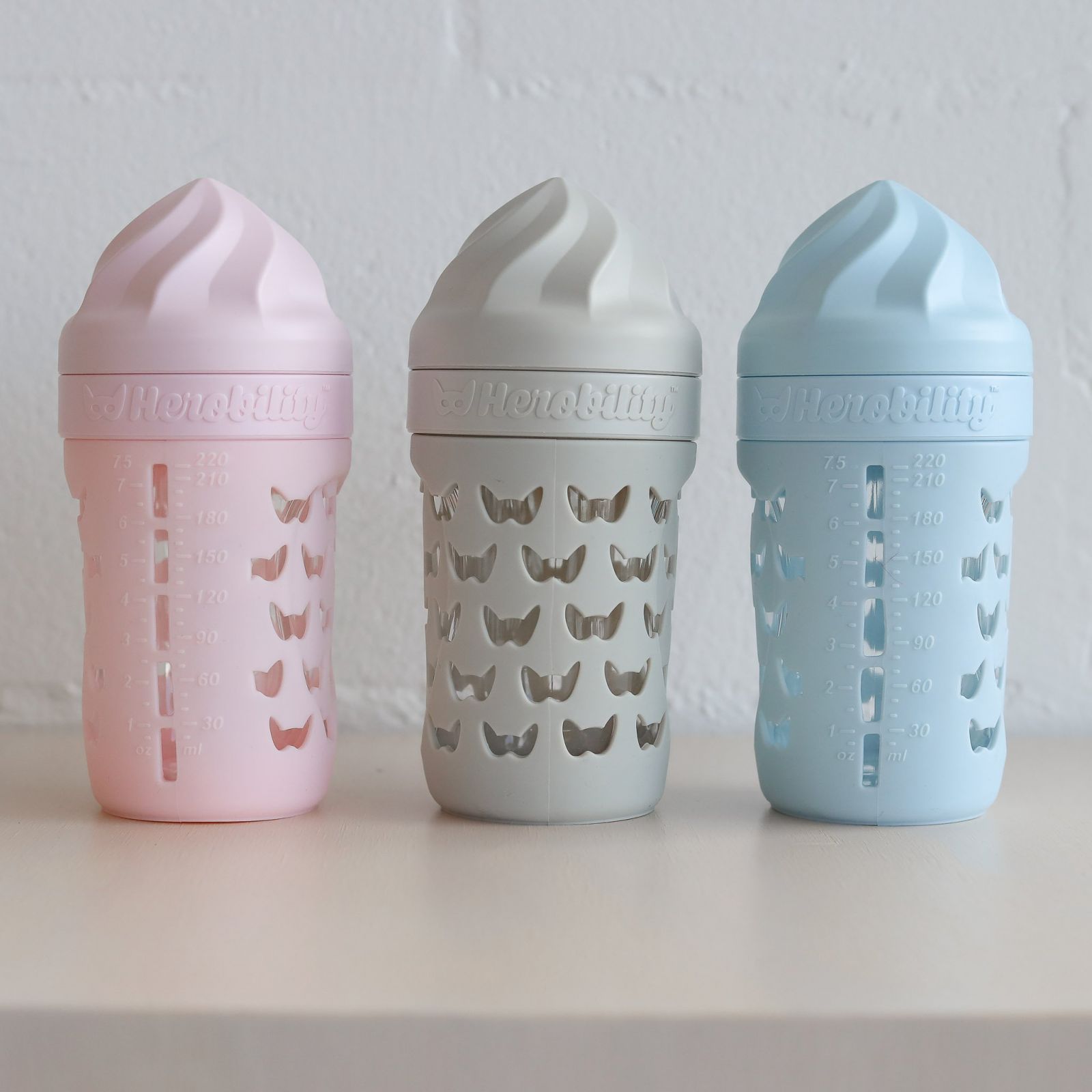 HeroEcoBottle skleněná kojenecká eko láhev 220 ml, šedá - obrázek 4
