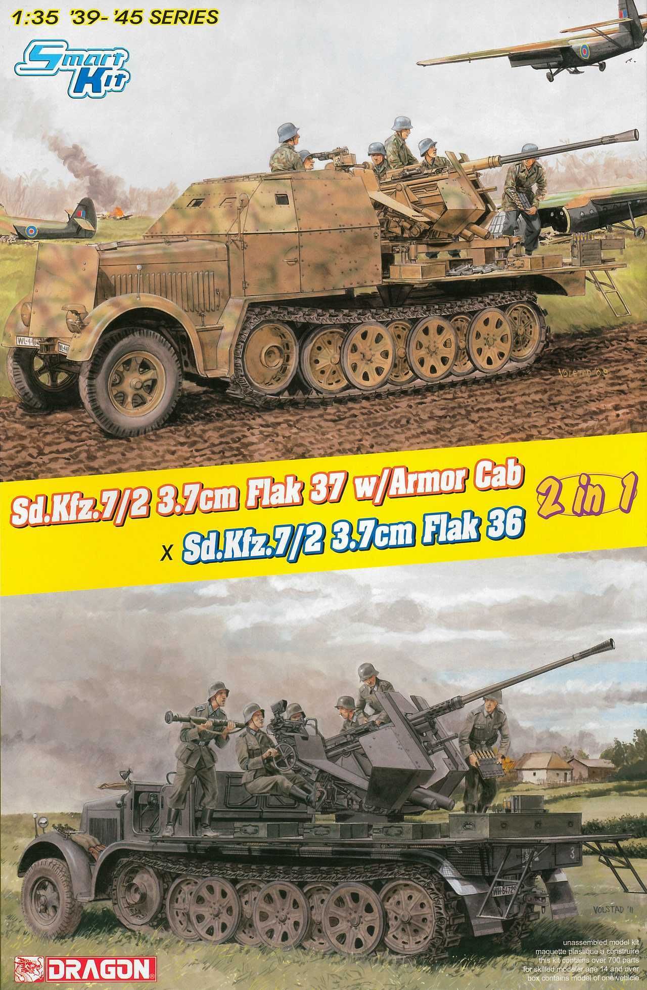 DRAGON Model Kit military 6953 - (2 in 1) Sd.Kfz.7/2 3.7cm FlaK 37 w/Armor Cab or Sd.Kfz.7/2 3.7cm FlaK 36 (1:35) - obrázek 1