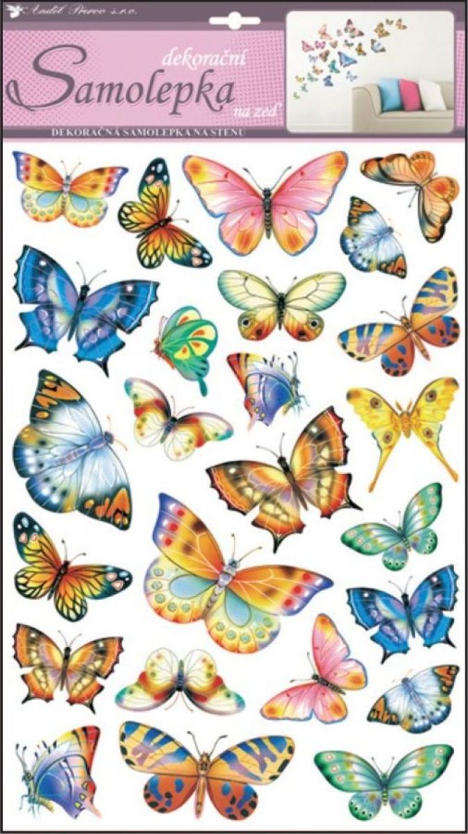 Anděl Samolepky na zeď barevní motýli 48 x 29 cm - obrázek 1