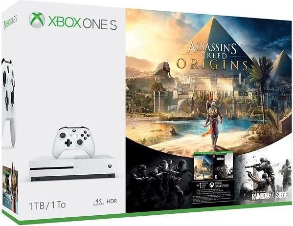 Xbox One S 1Tb White + 2Hry (Assassins Creed Origins + Rainbows Six Siege) - Xbo - obrázek 1