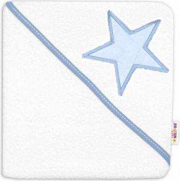 Baby Nellys Dětská termoosuška Baby Stars s kapucí, 80 x 80 cm - bílá/modrá - obrázek 1