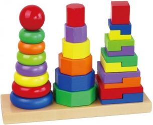 Dřevěné barevné pyramidy pro děti Viga, Multicolor - obrázek 1