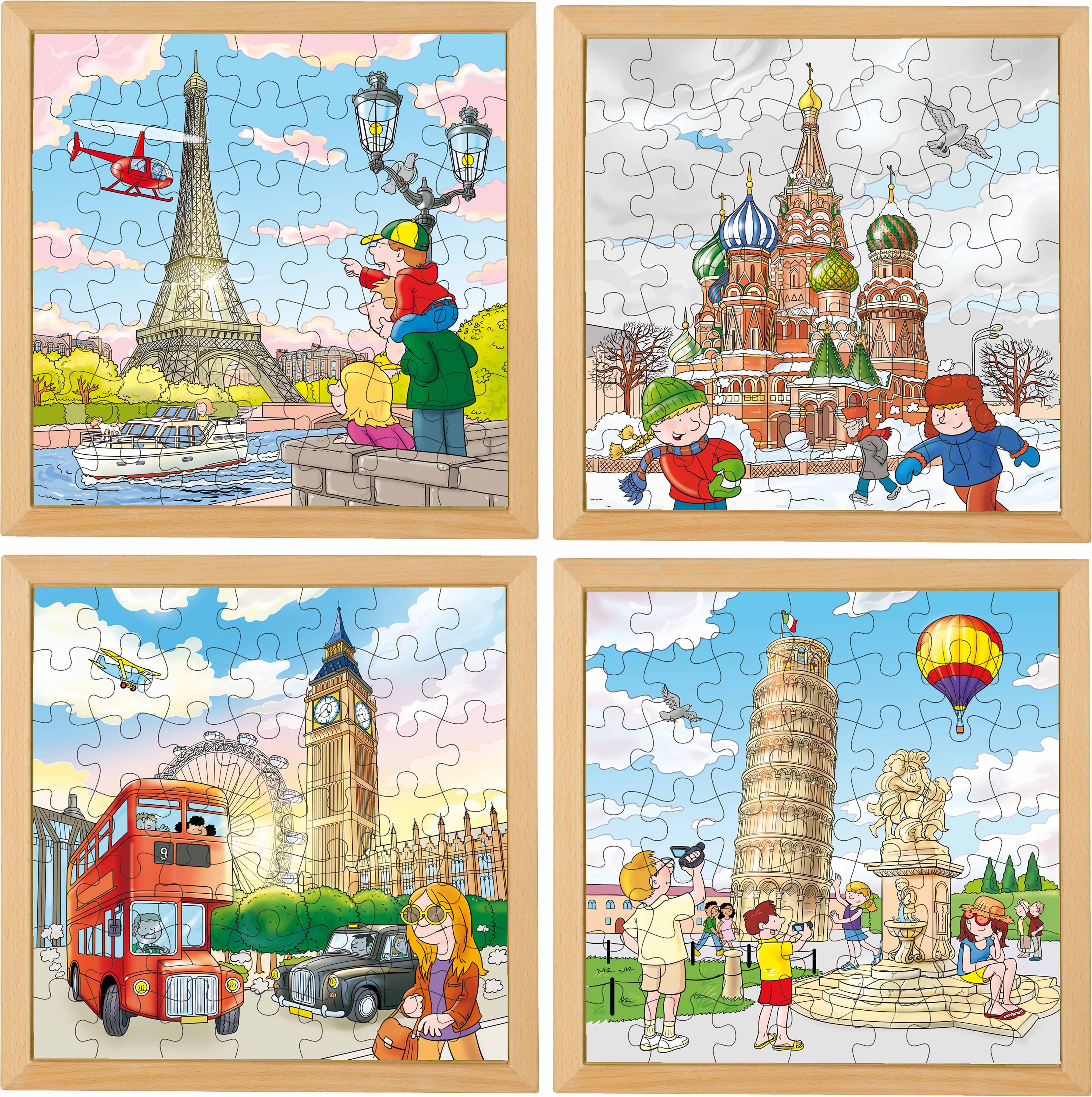 Educo E523261 European cities puzzles - set of 4 - obrázek 1