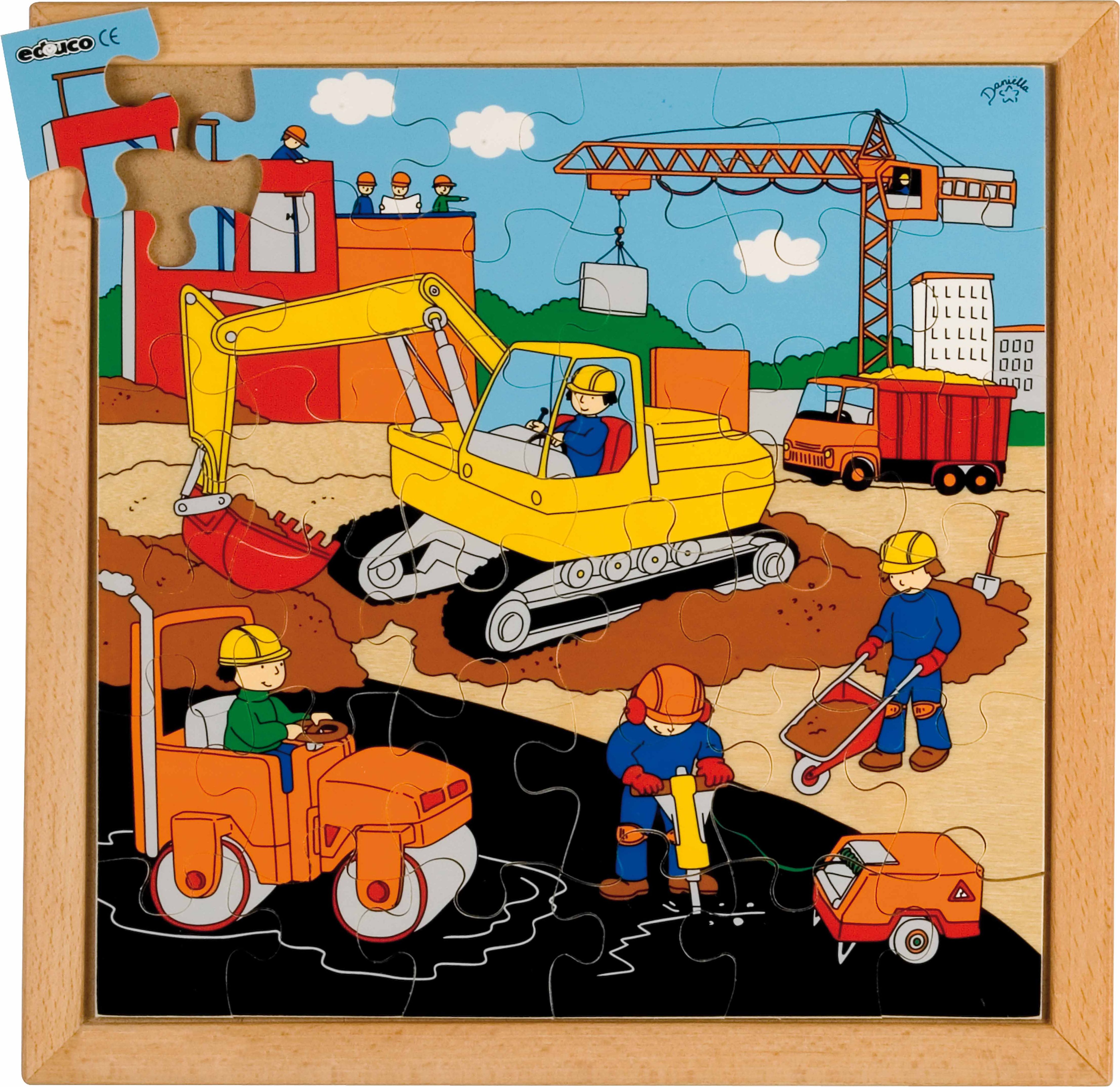 Educo E522074 Pouliční činnost puzzle - stavění silnice - obrázek 1