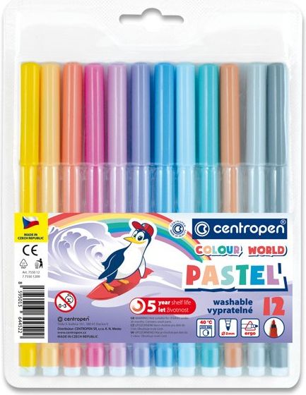 Centropen Fixy 7550/12 Colour World Pastel 12 pastelových barev - obrázek 1