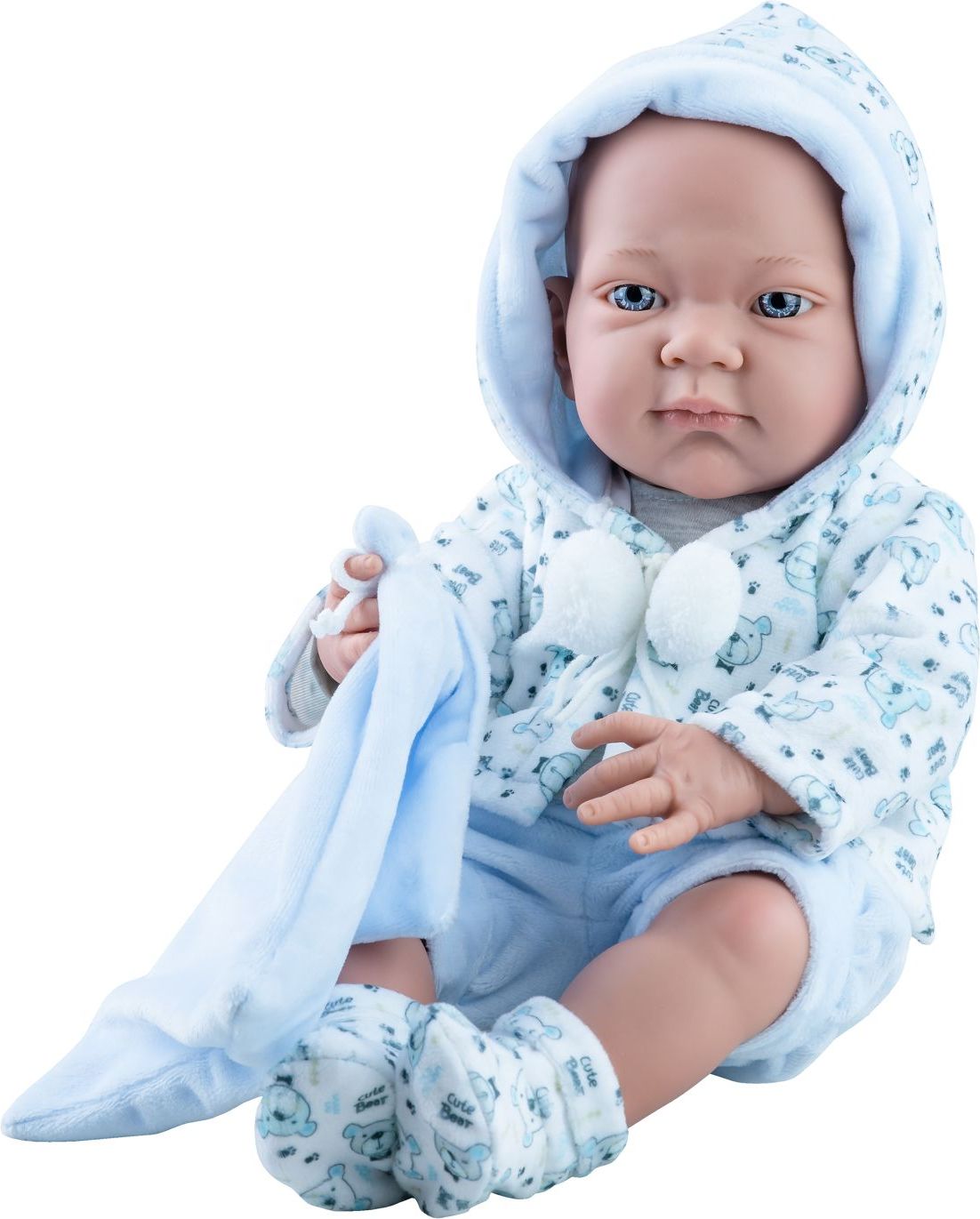 Realistické miminko - kluk - Pikolin v kabátku s bambulkami od firmy Paola Reina - obrázek 1