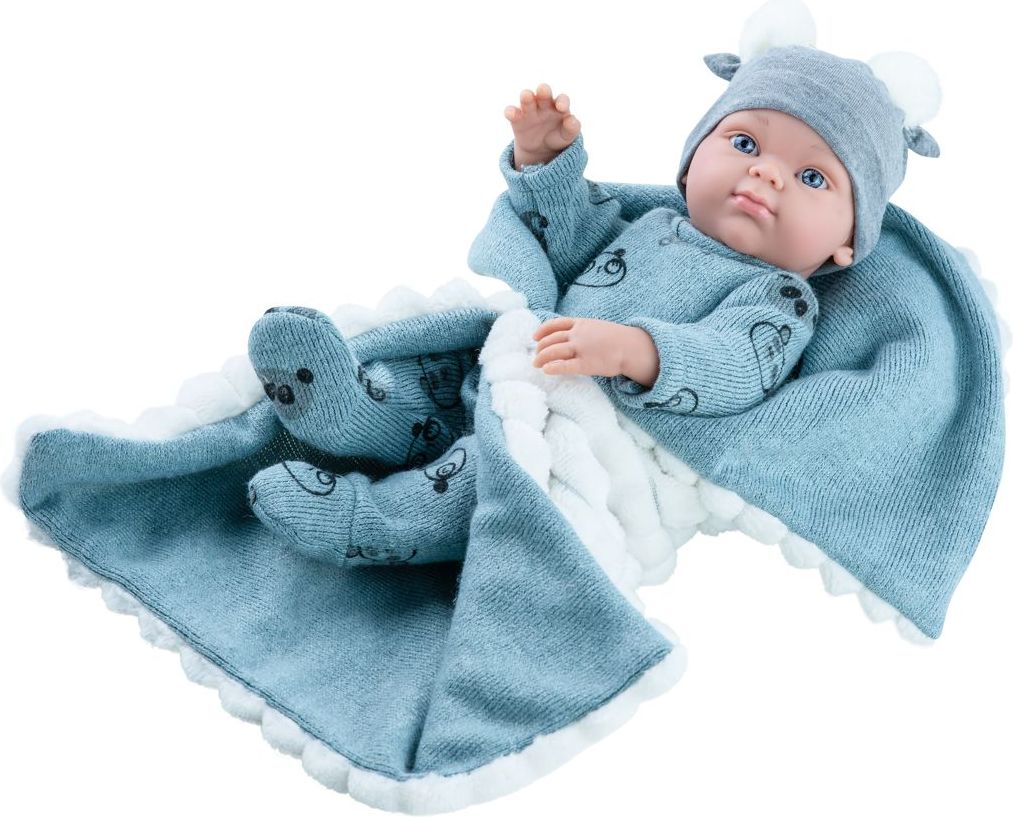 Realistické miminko - chlapeček - Minipikolin na modré dečce - obrázek 1