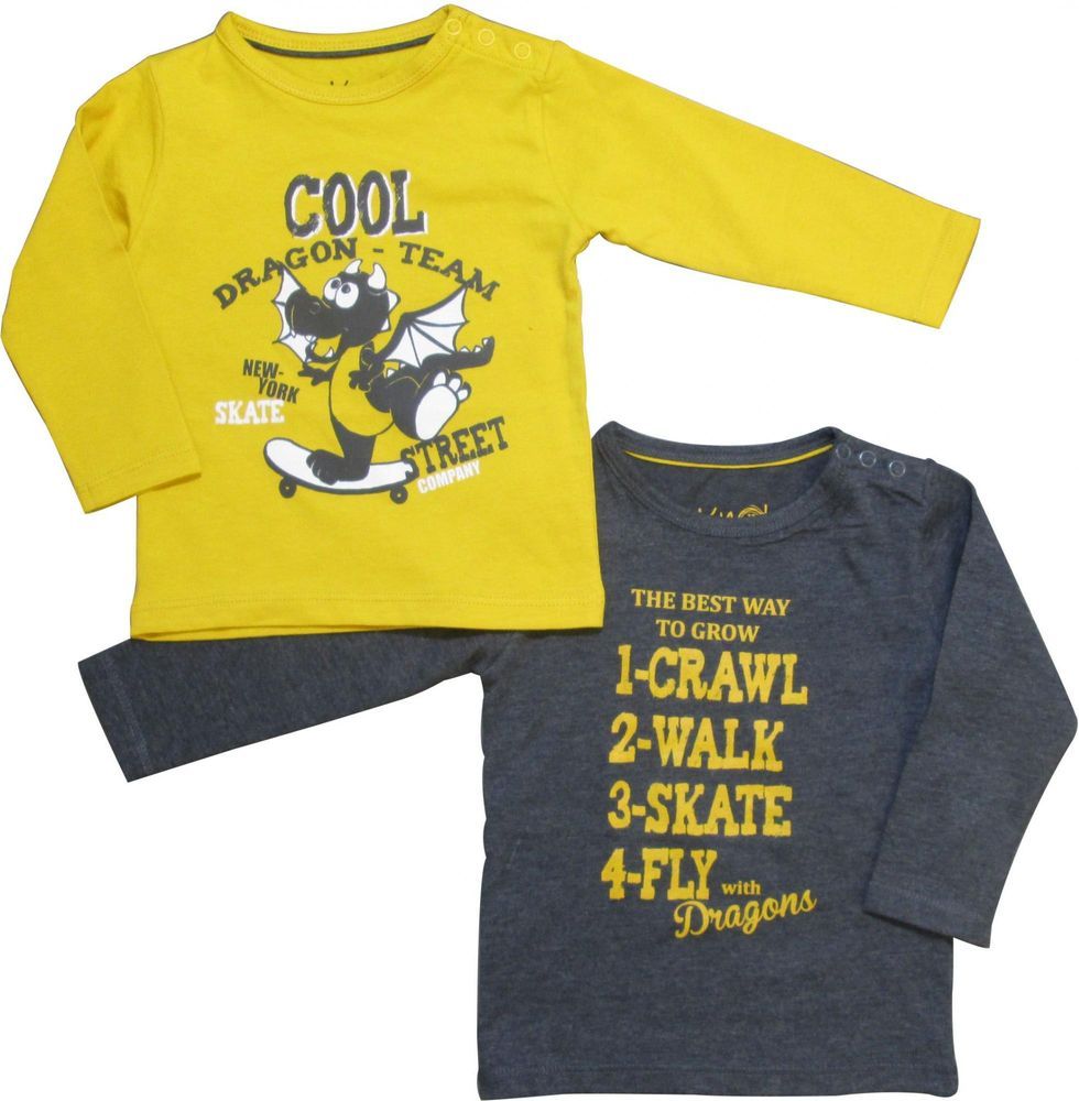 Carodel sada 2 dětských triček 68 šedá/žlutá - obrázek 1