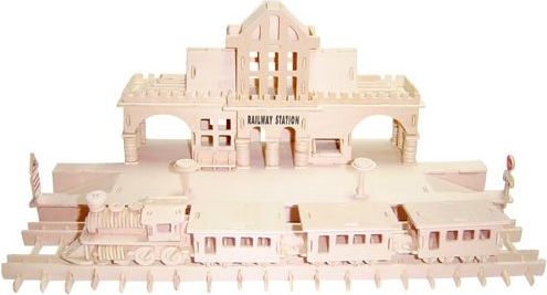 Woodcraft construction kit Woodcraft Dřevěné 3D puzzle nádraží - obrázek 1