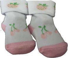Ponožky kojenecké bavlna - LEM OVOCE bílo-růžové - 6-12měs. - obrázek 1