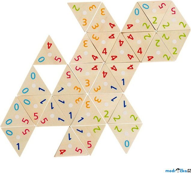 Domino - Tri-Domino trojúhelníky s čísly, 76ks (Go - obrázek 1