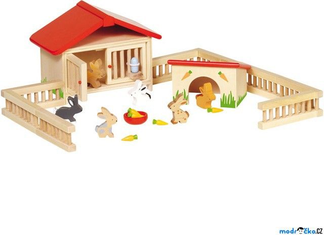 Nábytek pro panenky - Set ohrada s králíkárnou (Goki) - obrázek 1
