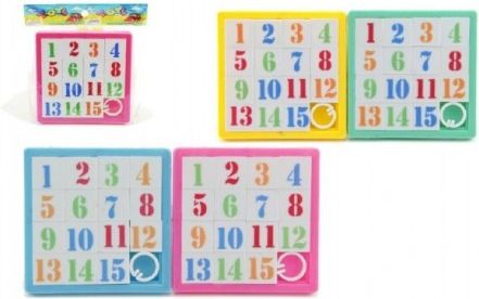 Přesouvačka hlavolam čísla plast 8x8cm asst 4 barvy v sáčku