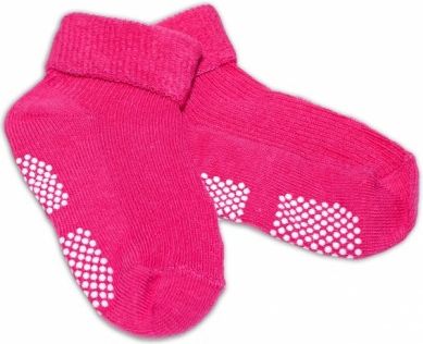 Kojenecké ponožky Risocks protiskluzové - tm. růžové - obrázek 1
