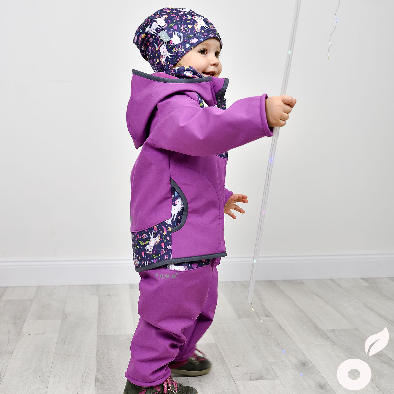 Unuo, Dětská softshellová bunda s fleecem, Ostružinová, Jednorožci Velikost (Size): 122/128 - obrázek 5