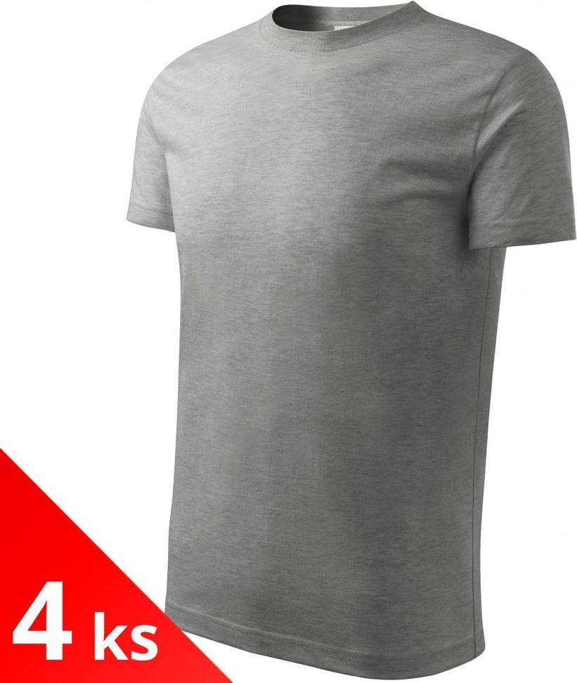 Malfini 4x Tmavěšedé melírové Dětské tričko jednoduché - obrázek 1