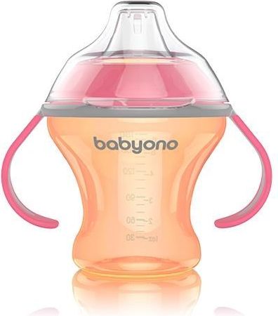 Nekapající hrneček s měkkým pítkem Baby Ono - oranžovo/růžový - obrázek 1