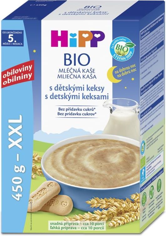 Hipp BIO Mléčná kaše na dobrou noc s dětskými keksy 450 g - obrázek 1