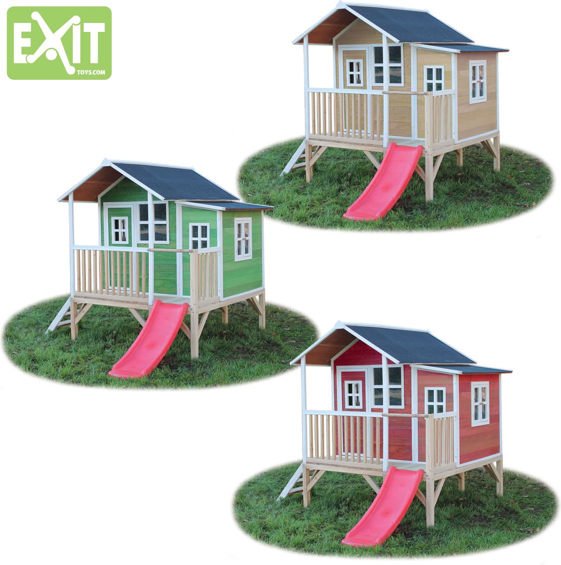 Zahradní cedrový domeček Exit Loft 350 Červený - obrázek 6