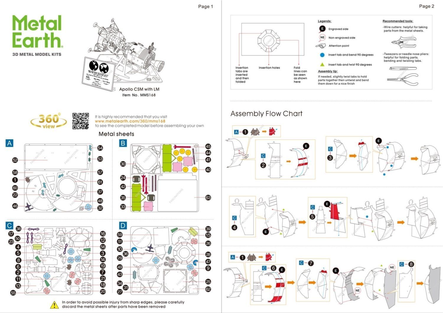 METAL EARTH 3D puzzle Apollo CSM s lunárním modulem - obrázek 2