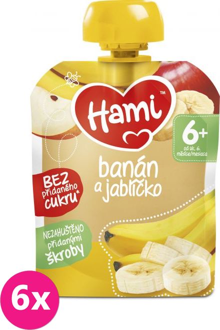 6x HAMI Ovocná kapsička Banán a jablíčko 90 g - obrázek 1