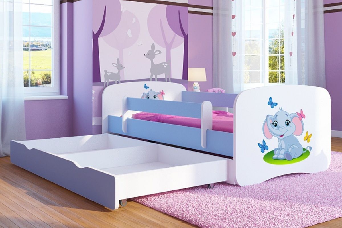 Dětská postel Ourbaby LOKI Elephant modrá 140x70 cm - obrázek 2