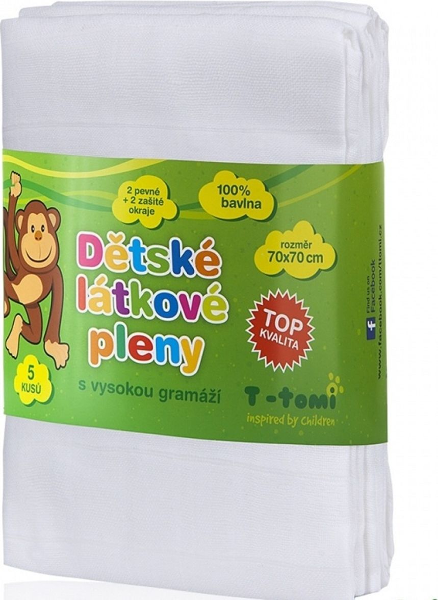 Dětské látkové TETRA pleny - TOP bílá 5 ks - obrázek 4
