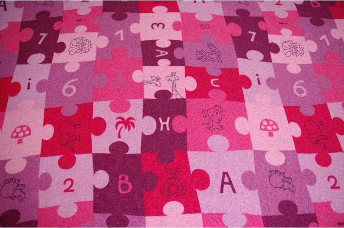 Koberec Ourbaby Puzzle 6269-0 150x200 cm růžová - obrázek 3