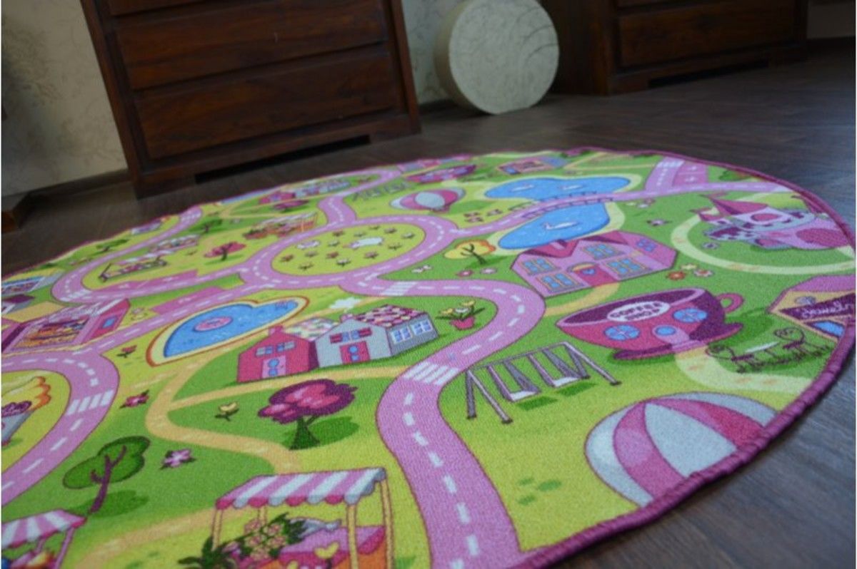 Koberec Ourbaby Sweet Town 6558-0 průměr 170 cm růžová - obrázek 2