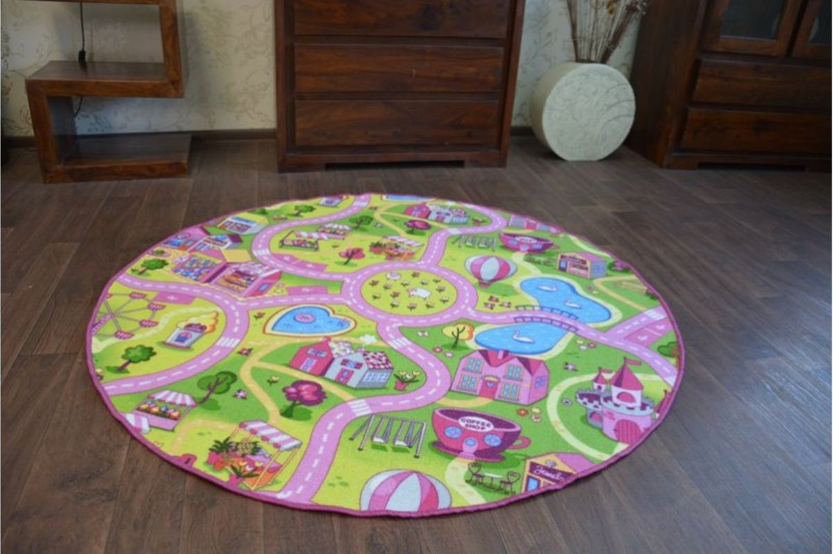 Koberec Ourbaby Sweet Town 6558-0 průměr 170 cm růžová - obrázek 3