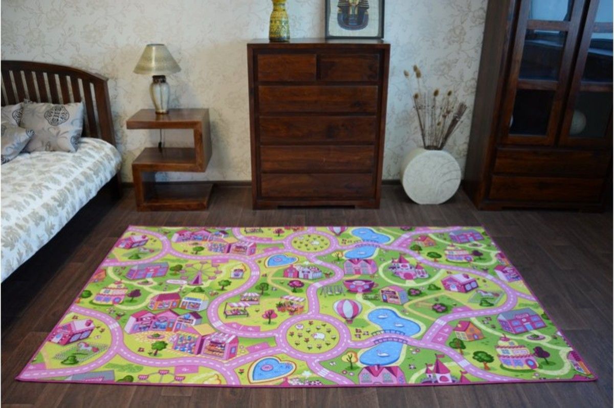 Koberec Ourbaby Sweet Town 6566-0 150x200 cm růžová - obrázek 1