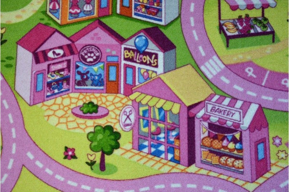Koberec Ourbaby Sweet Town 6566-0 150x200 cm růžová - obrázek 2