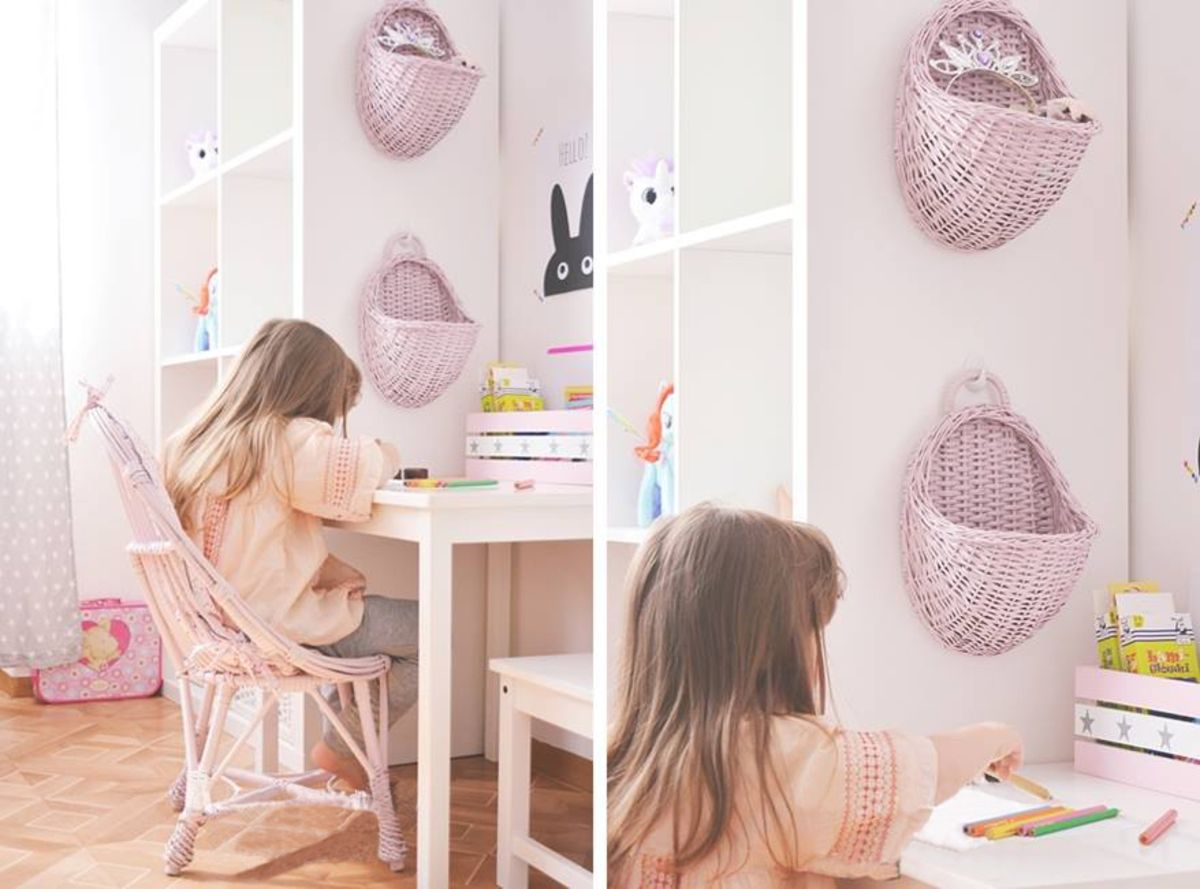 LILU Proutěný košík na stěnu bílá