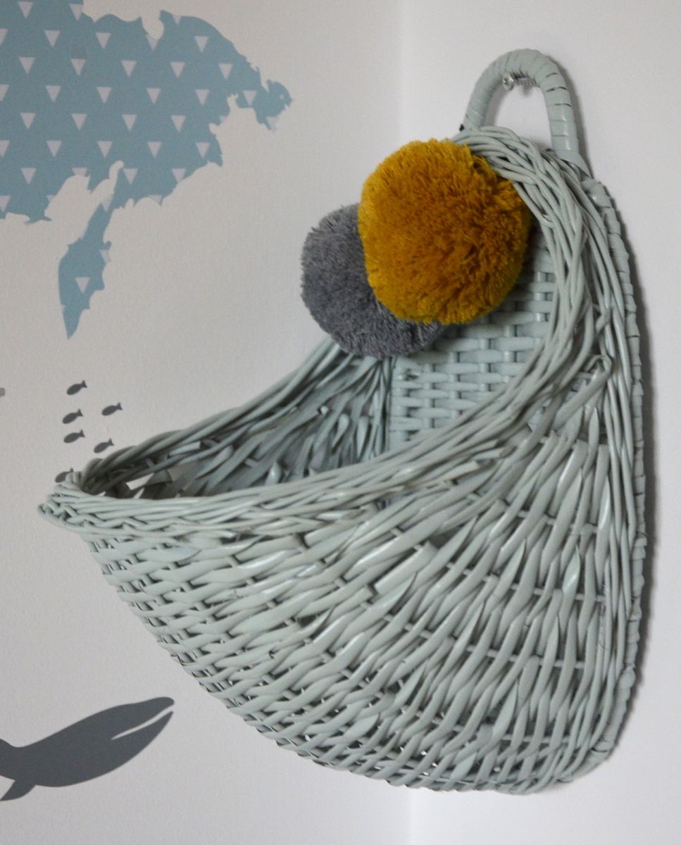 LILU Proutěný košík na stěnu bílá - obrázek 8