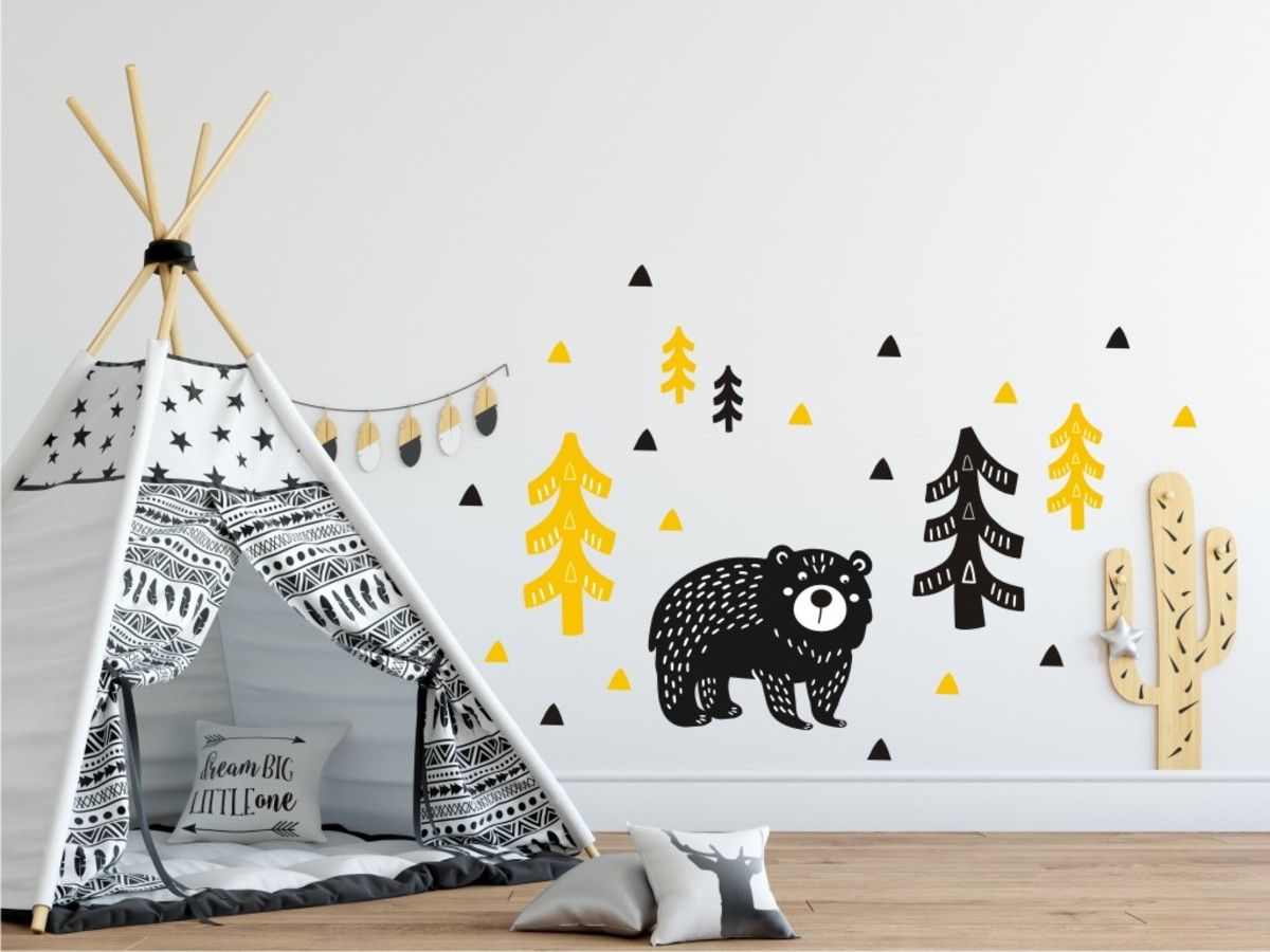 Samolepka na zeď Mint Kitten Bear the forest 20510-0, 150x100 cm - obrázek 1
