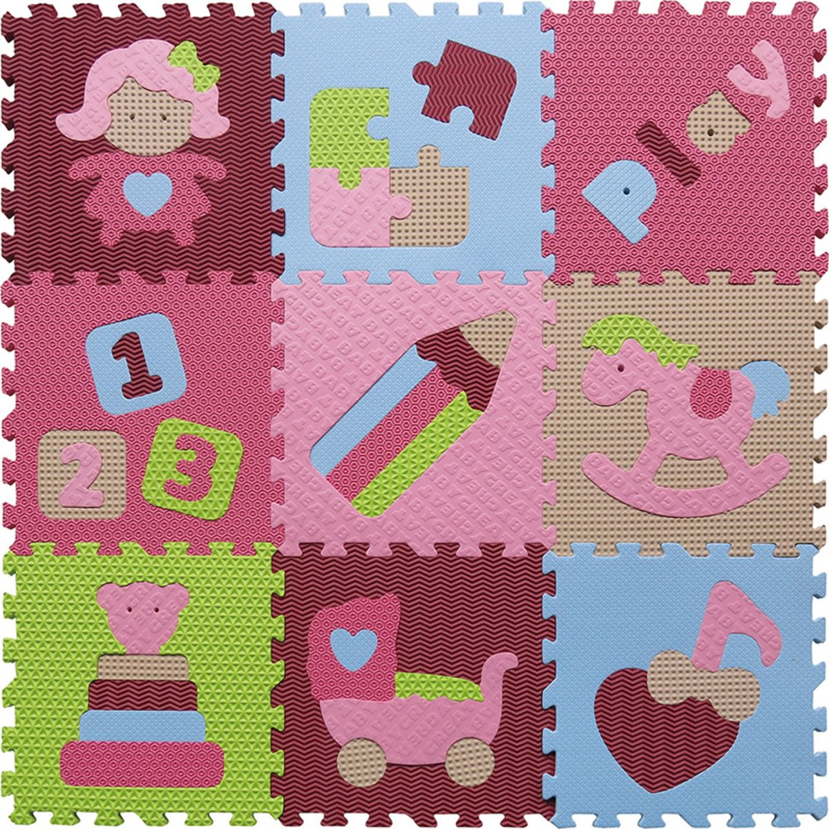 Pěnový koberec Ourbaby čtverec puzzle 92x92 cm fialová modrá - obrázek 1