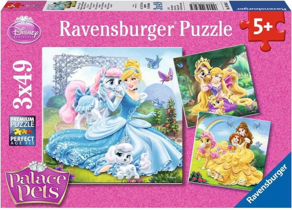 Ravensburger Puzzle Disney princezny a jejich mazlíčci 3x49 dílků - obrázek 1