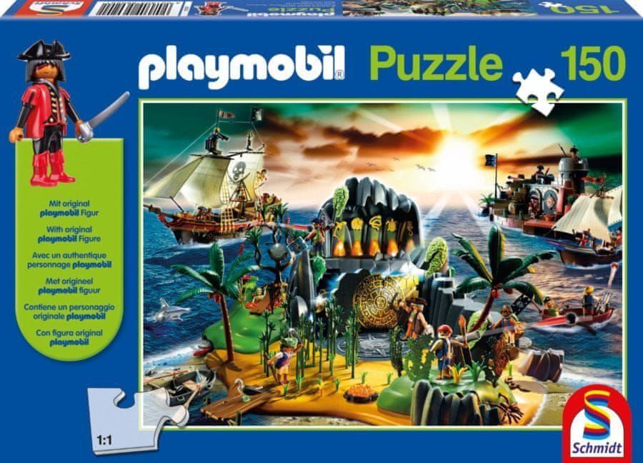 Schmidt Puzzle Playmobil Pirátský ostrov 150 dílků + figurka Playmobil - obrázek 1