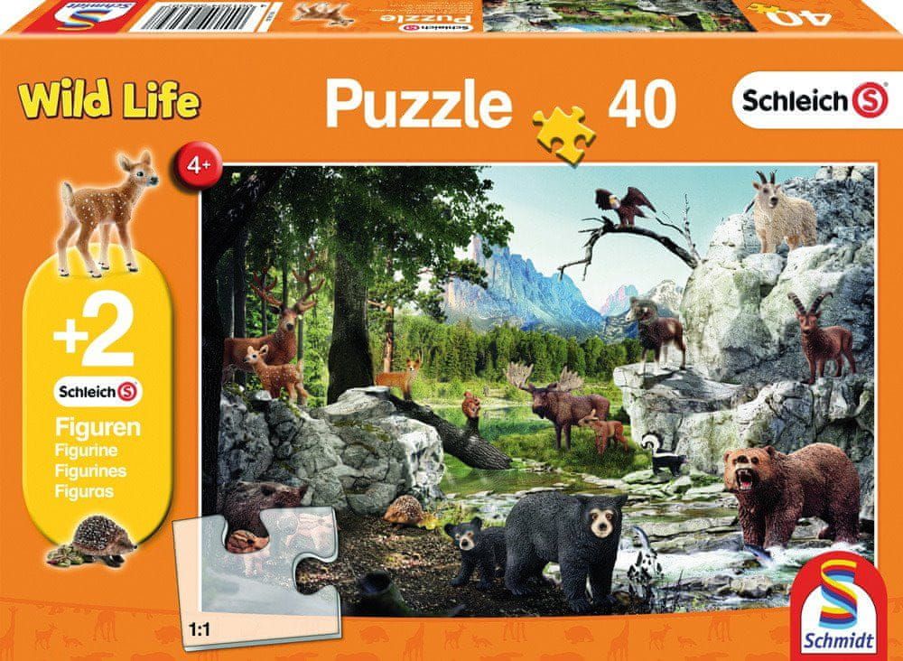 Schmidt Puzzle Schleich Divoká příroda 40 dílků + figurky Schleich - obrázek 1