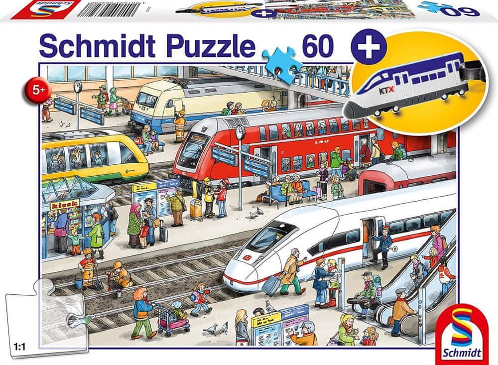 Schmidt Puzzle Na nádraží 60 dílků + dárek (přívěsek) - obrázek 1