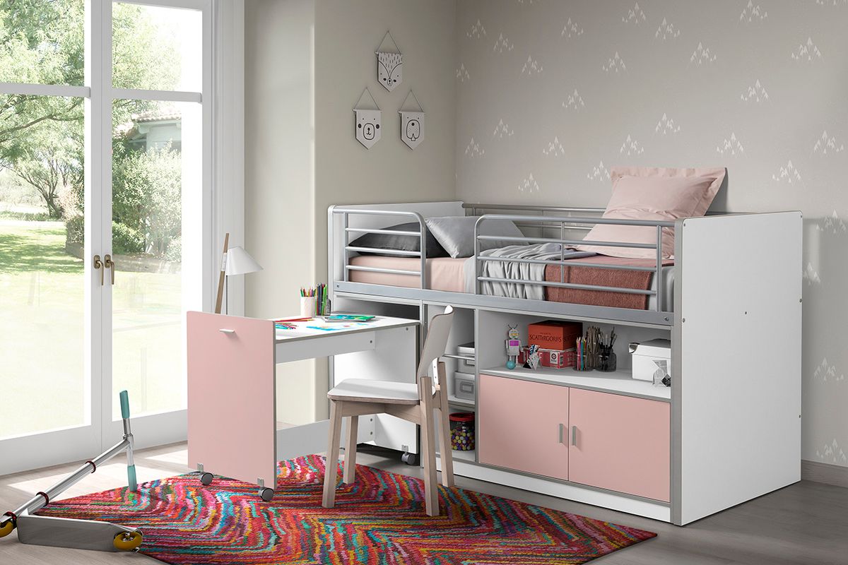 Dětská postel VIPACK FURNITURE Bonny bílá růžová 200x90 cm - obrázek 1