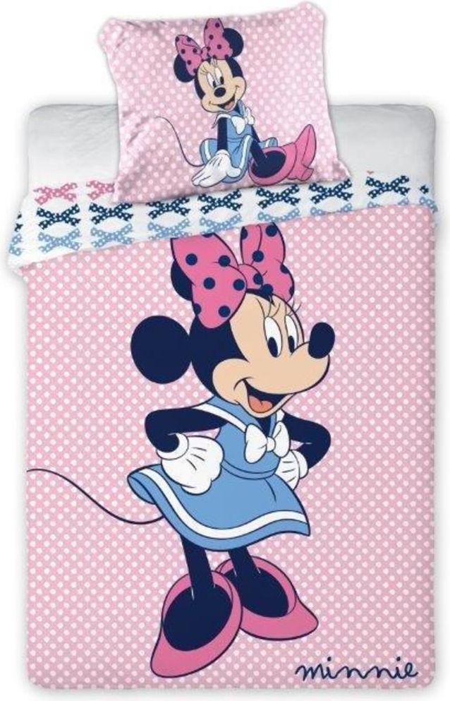 Povlečení Ourbaby Minnie Mouse118 135x100 + 60x40 cm černá modrá - obrázek 1