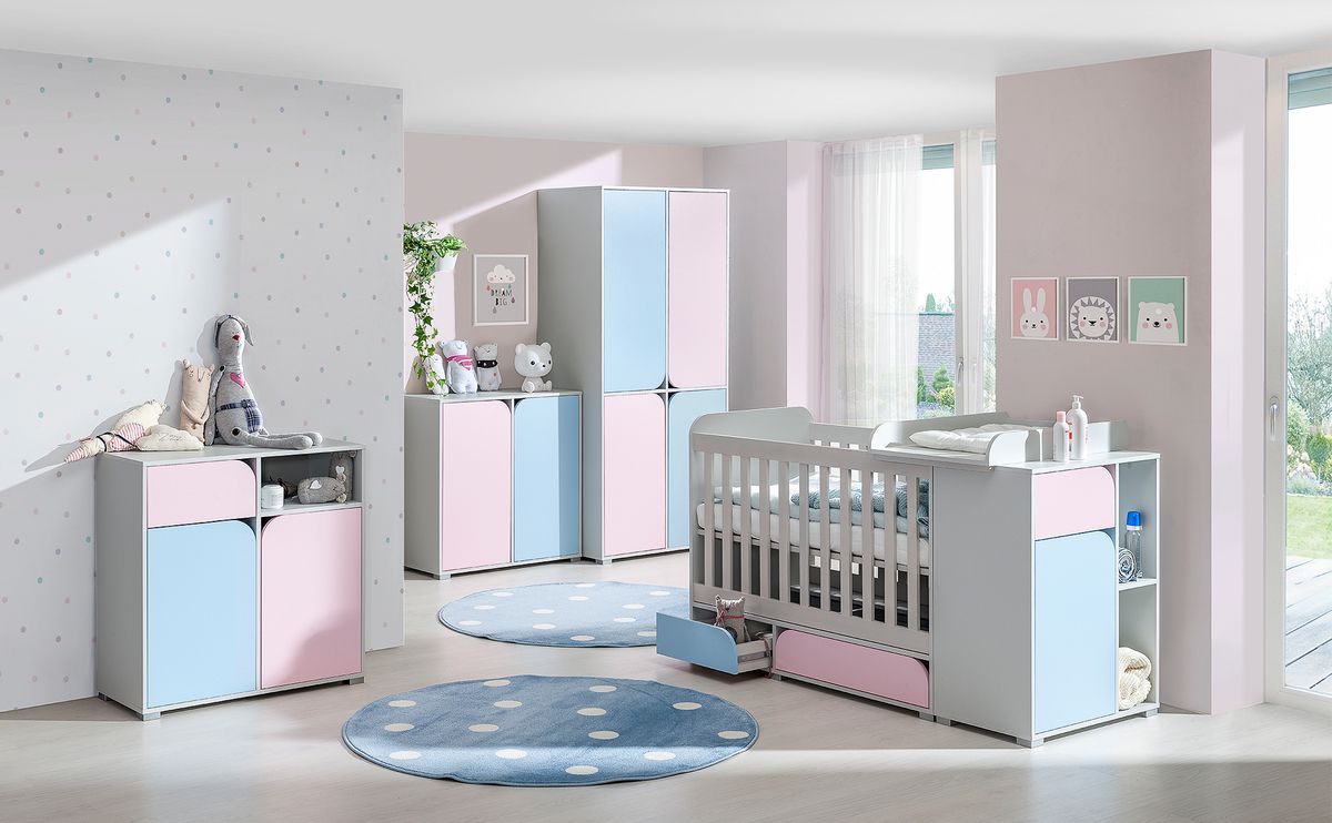 Ourbaby dětská komoda Mimo lamino modrá růžová - obrázek 2